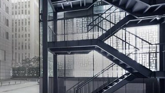 Front view of  a corporate park from the walkways