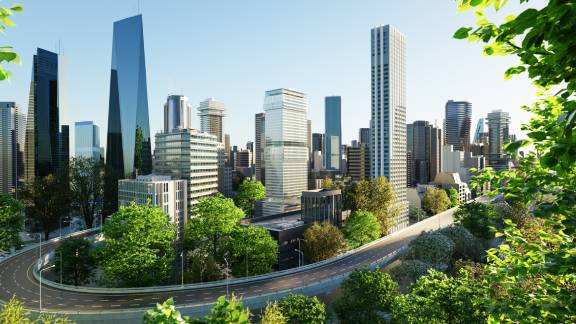 set of tall buildings or skyscrapers