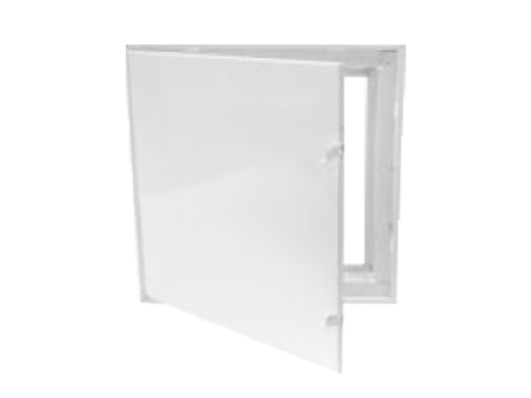 A half opened white door 