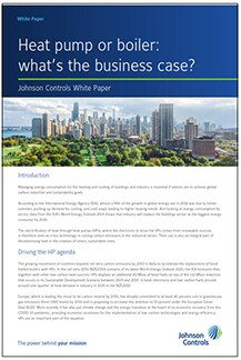 Front page of a whitepaper related to heat pump product by Johnson Controls