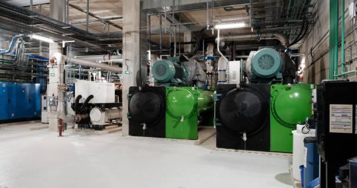 View of a factory floor filled with machines