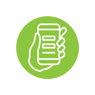 Icon of a hand holding the smart phone