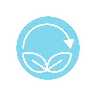 Icon of leaf and a semicircular arrow depicting energy conservation