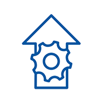 Integration icon inside an arrow facing up