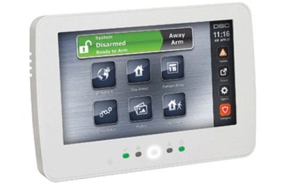 Wireless intrusion detection product showing the disarmed status on the display