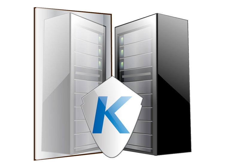 Two servers with the Kantech logo in the foreground