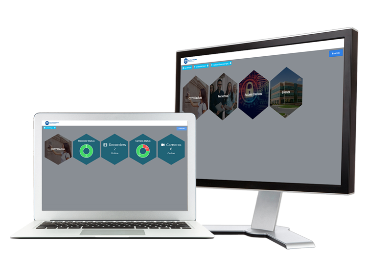 Access control product display interface on laptop and monitor