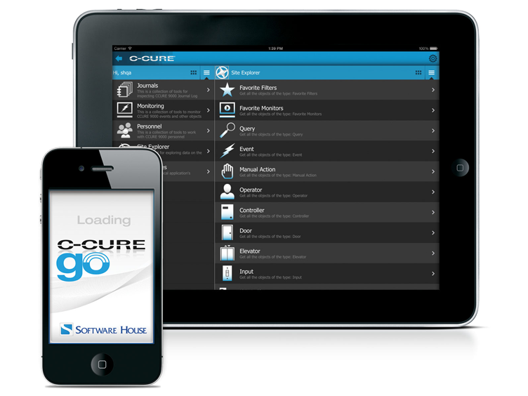 C- Cure access management interface on tab and mobile display