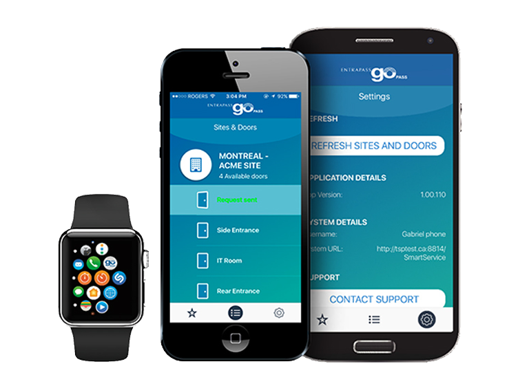 C- Cure access management interface captured on mobile and smart watches