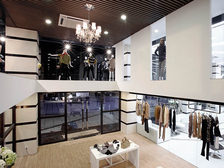 Interior view of the apparel store