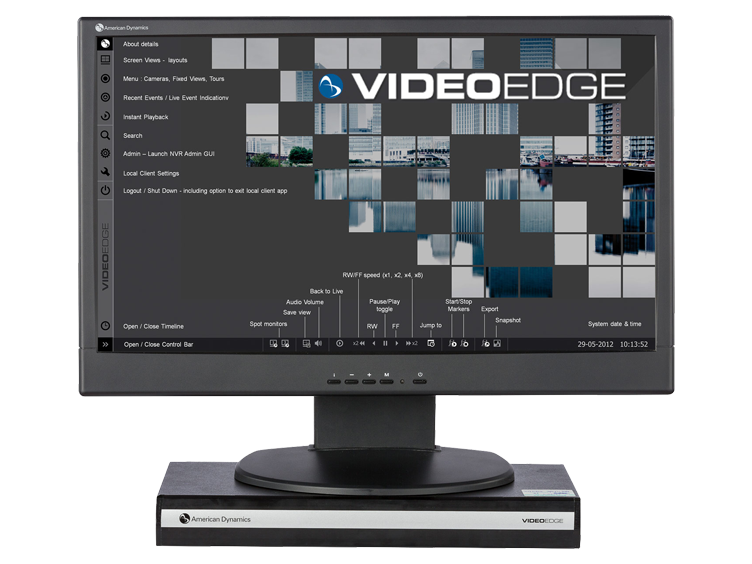 Video Edge software interface display on monitor