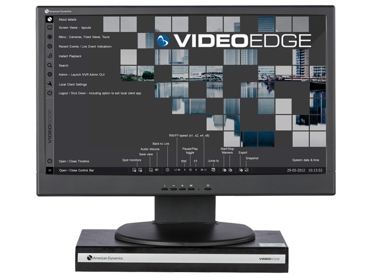 Video Edge software interface display on monitor