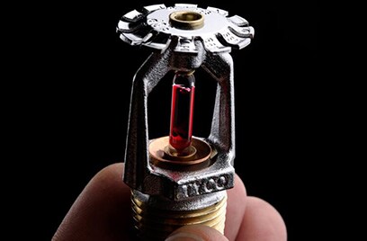 Close up view of a Tyco fire suppression product