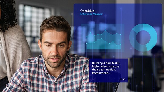 A man with Openblue enterprise manager graphics
