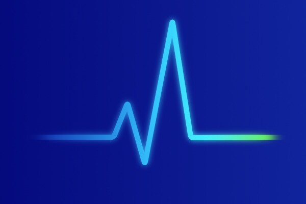 A blue heartbeat line over a dark blue background