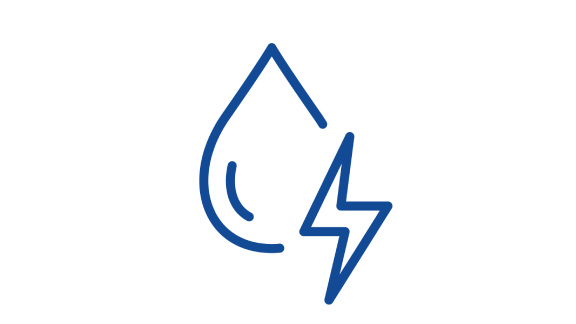 Water drop overlay with flash icon