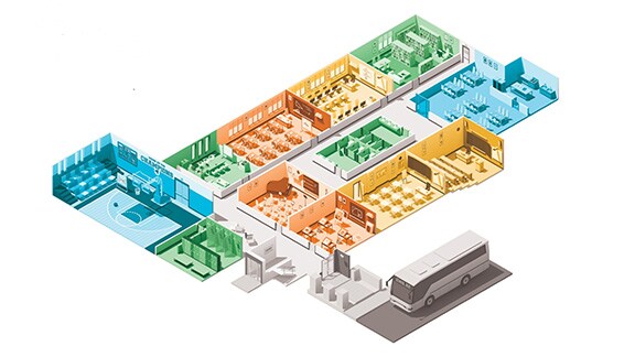 Isometric diagram of a building